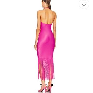 Payton Fringe Maxi Dress in Hot Pink
